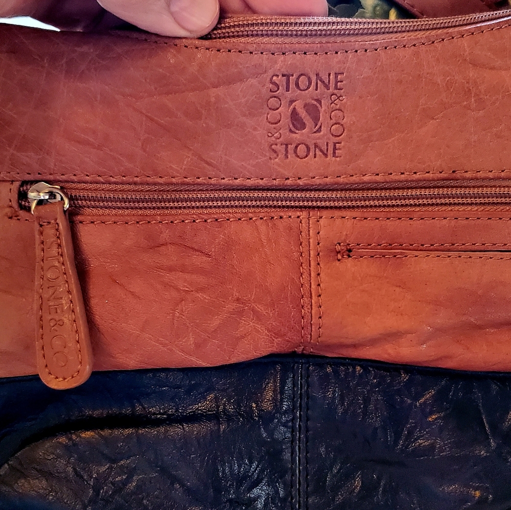 Leather stone and co.  2 color tone black and brown purse - Picture 3 of 4